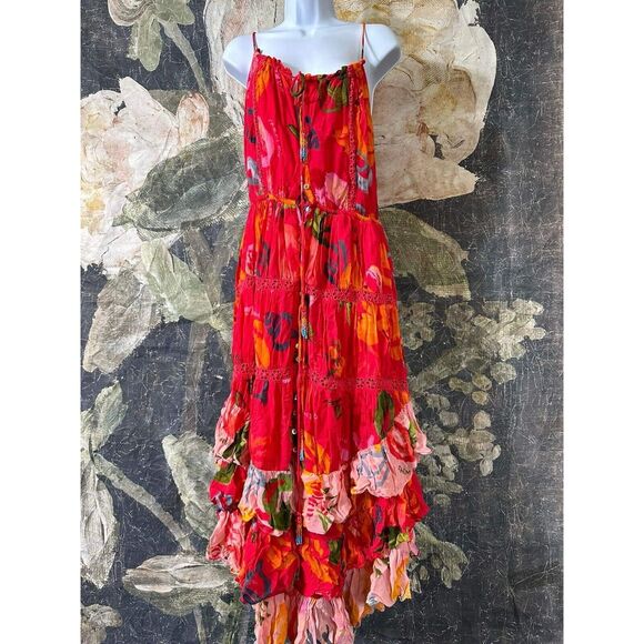 FARM Rio Red and Pink Floral Midi Dress - Picture 8 of 12